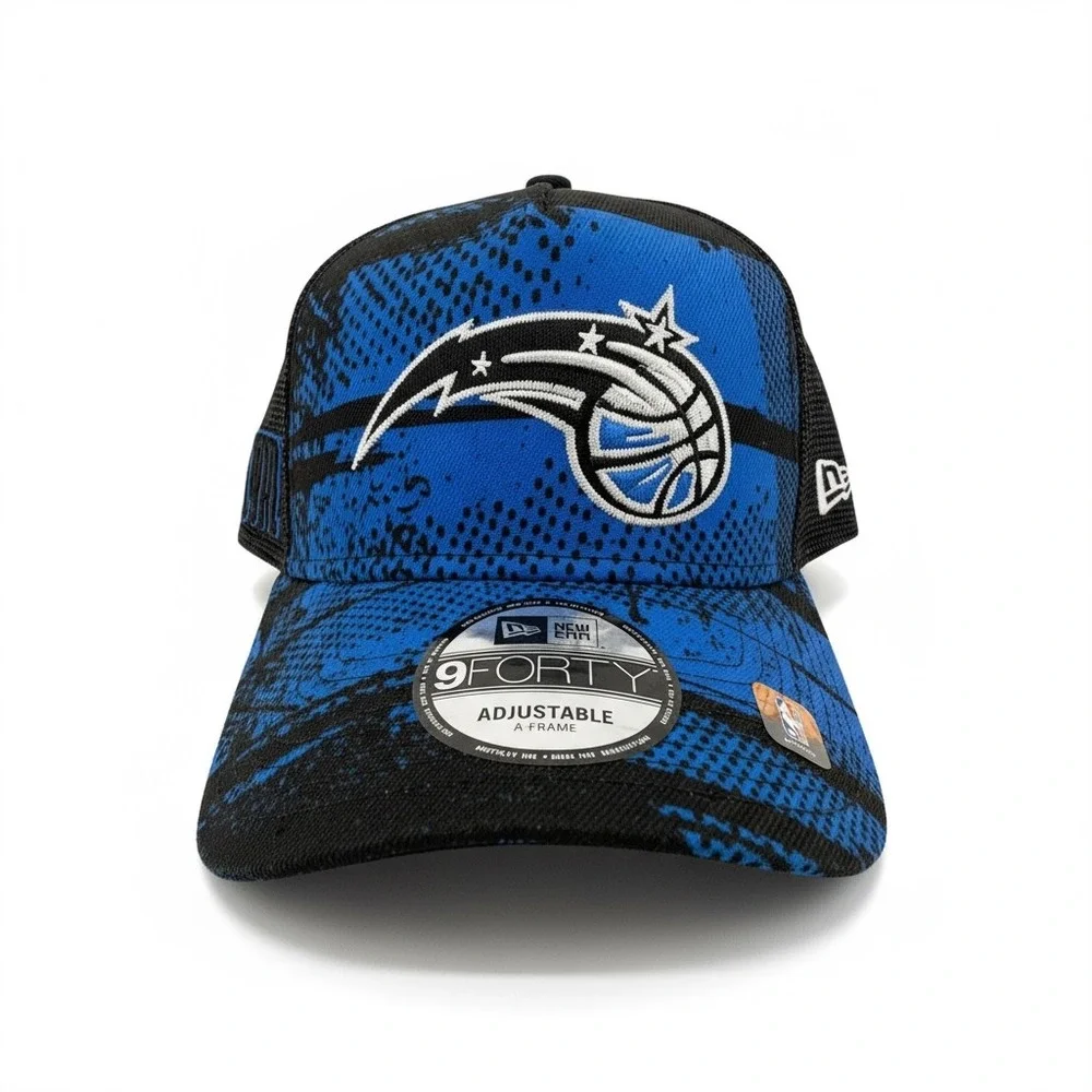 Orlando Magic Hat Cap New Era NBA 9FORTY Trucker Men‎ Adjustable Blue Black NWT
